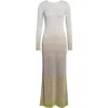 Missoni Metallic Stripe Long Sleeve Sweater Dress In Green