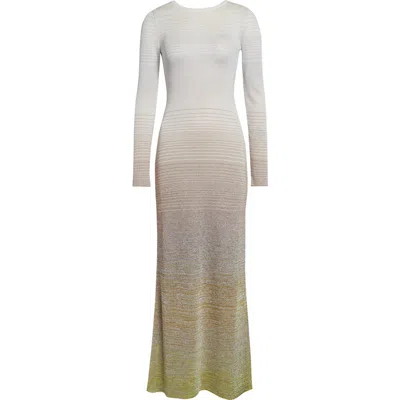 MISSONI MISSONI METALLIC STRIPE LONG SLEEVE SWEATER DRESS