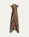 Missoni Stripe Twist Front Raschel Mesh Maxi Dress In Brown