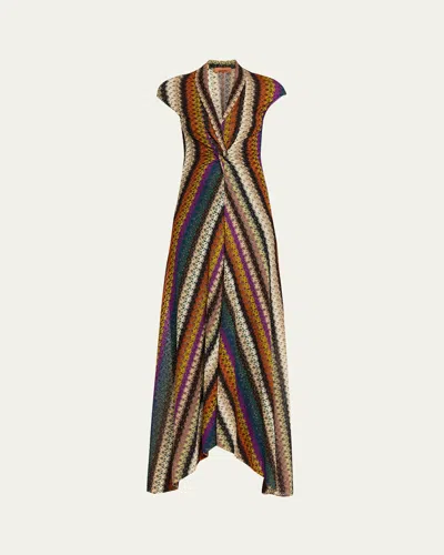 Missoni Metallic Stripe Twisted Maxi Dress