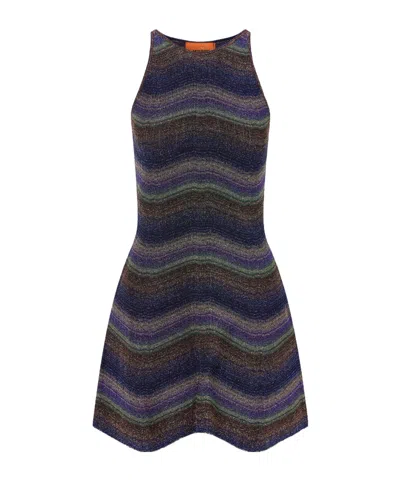 Missoni Metallic Striped Crochet-knit Mini Dress In Multi