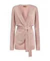 Missoni Metallic-threading V-neck Belted Cardigan In Nude
