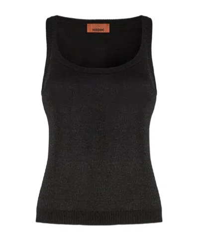 Missoni Metallic-threading Scoop-neck Tank Top In Black
