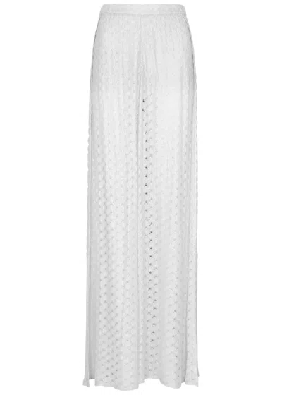 Missoni Metallic Wide-leg Fine-knit Trousers In White