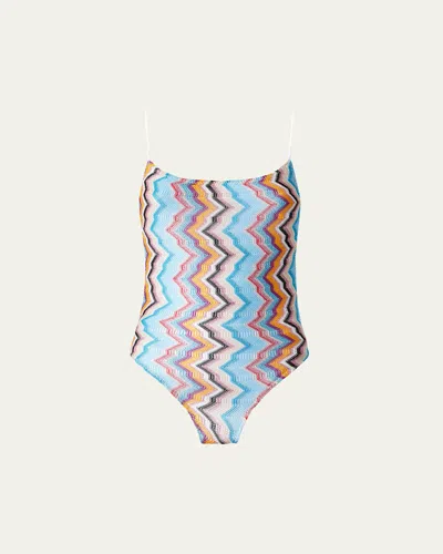 MISSONI METALLIC ZIG-ZAG ONE-PIECE SWIMSUIT