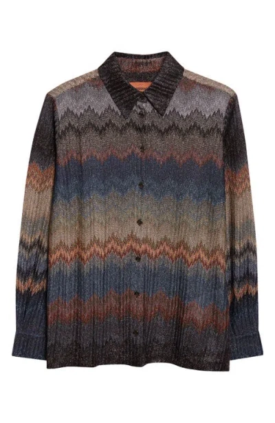 Missoni Metallic Zigzag Button-up Shirt In Multi