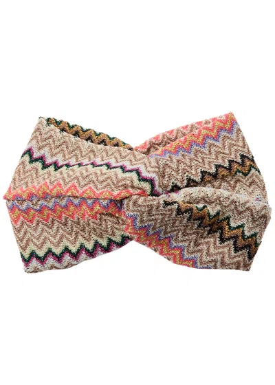 Missoni Metallic Zigzag-intarsia Knitted Headband In Multi