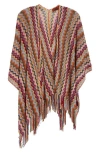 Missoni Metallic Zigzag Knit Cape In Pink Multi