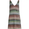 Missoni Metallic Zigzag Knit Minidress In Green/red/sky