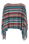 Missoni Multicolor Cape With Boat Neckline And All-over Zig-zag Motif In Viscose Woman In Blue Multi