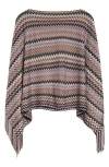 Missoni Multicolor Cape With Boat Neckline And All-over Zig-zag Motif In Viscose Woman In Brown Multi