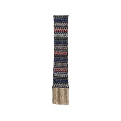 Missoni Metallic Zigzag Knit Scarf In Multi
