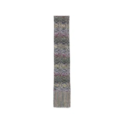 Missoni Metallic Zigzag Knit Scarf In Gray