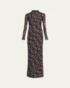 Missoni Metallic Zigzag Long-sleeve Maxi Dress In Multi