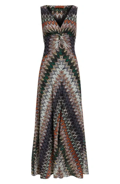Missoni Metallic Zigzag Raschel Knit Dress In Black