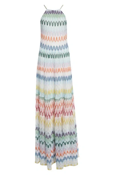 Missoni Metallic Zigzag Raschel Knit Maxi Dress In Multi