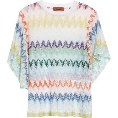 Missoni Metallic Zigzag Raschel Knit Top In Multi