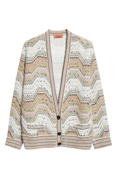 Missoni Metallic Zigzag Sequin Cardigan In Neutral