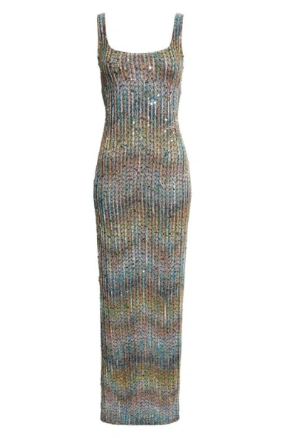 Missoni Metallic Zigzag Sequin Knit Column Gown In Multi
