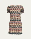Missoni Short Dress With Half Sleeves In Embroidered Lace In Multi