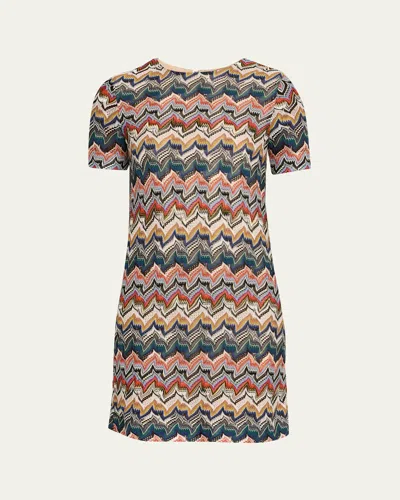 Missoni Metallic Zigzag Short-sleeve Mini Dress