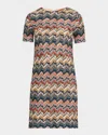 Missoni Short Dress With Half Sleeves In Embroidered Lace In Brown