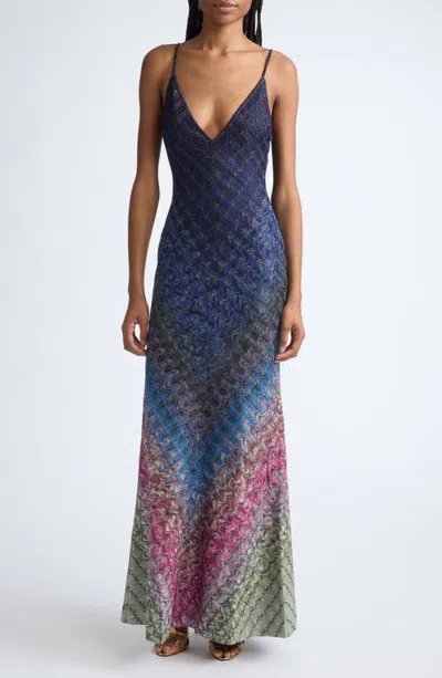Missoni Metallic Zigzag Sleeveless Maxi Dress In Multi