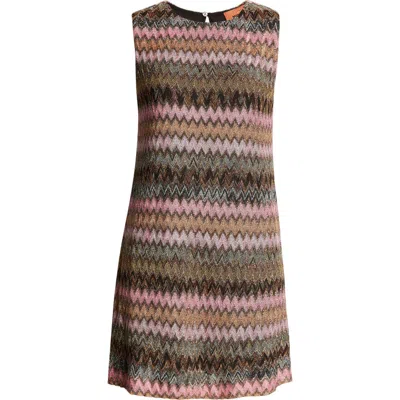 Missoni Chevron Metallic Mini Shift Dress In Multi
