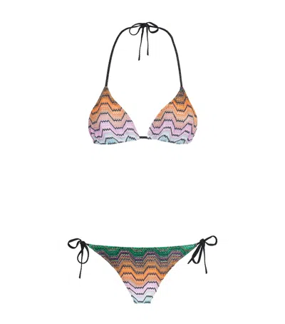 Missoni Metallic Zigzag Triangle Bikini In Multi