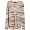Missoni Metallic Zigzag V-neck Cardigan In Gold/orange/pink