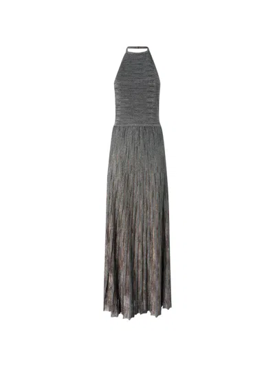 Missoni Metallic-effect Halterneck Maxi Dress In Gray
