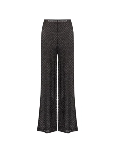 Missoni Metallic-effect Open-knit Trousers In Black