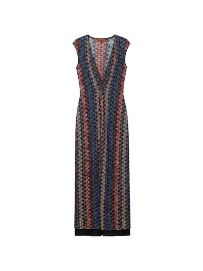 Missoni Metallic-knit Cap-sleeve Maxi Dress In Multi