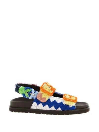 Missoni Mia Sandals Open Toe Flat Slingback Straps In Brown