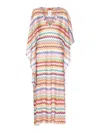 Missoni Long Caftan Cover-up With Micro Pixel-effect Zigzag Pattern In Multi