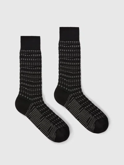Missoni Mid-length Cotton-blend Socks With Check Pattern In Multi