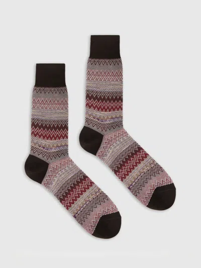 Missoni Mid-length Socks Cotton Blend Zig Zag And Lines