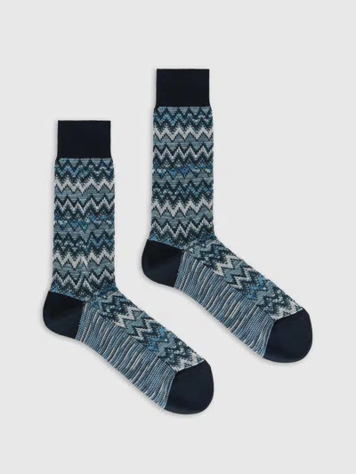 Missoni Mid-length Socks Cotton Blend Zig Zag And Lines