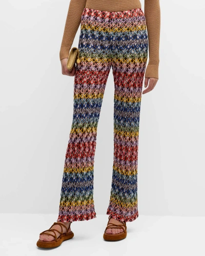 Missoni Mid-rise Scalloped Crochet Knit Straight-leg Trousers In Multi