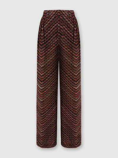 Missoni Mid-rise Tailored Pants With Zigzag Pattern In Brown