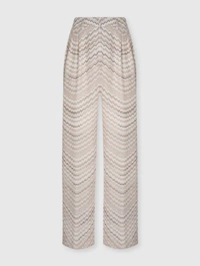 Missoni Mid-rise Tailored Pants With Zigzag Pattern In White