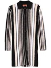 Missoni Mid-thigh Striped Coat With Textured Finish In Multi