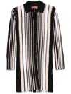 Missoni Mid-thigh Striped Coat With Textured Finish In Neutral