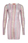 Missoni Midi Dress In Zig Zag Printed Tulle Multicolor 3d Chevron In Multi