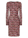 Missoni Chevron-pattern Long-sleeve Midi Dress In Multi