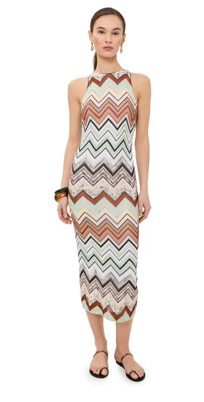 Missoni Midi Dress Multi Green/camel/white/pink