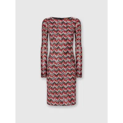 Missoni Midi Dress With Boat Neck In Multi