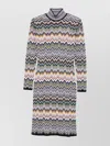 Missoni Midi Dress With Chevron Design And Long Sleeves In Multi