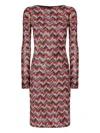 Missoni Chevron-pattern Long-sleeve Midi Dress In Multi