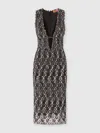 Missoni Midi Dress With V-neck And Embroidered Lace In Gray